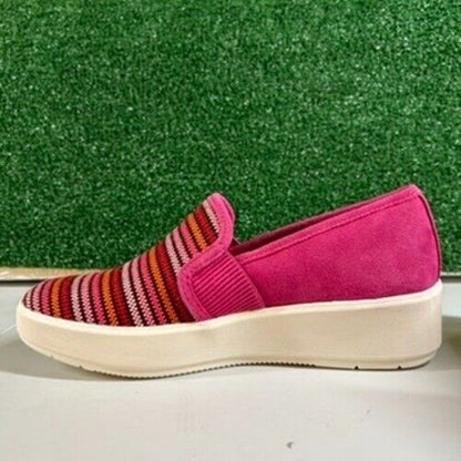 Clarks Layton Petal Sneakers Comfort Shoes Platform Pink Stripe Easter Womens 8M