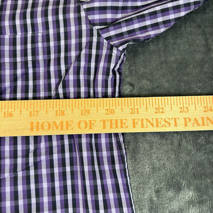 Alfani Shirt Mens Small Purple Black Plaid Button Up Long Sleeve Performance