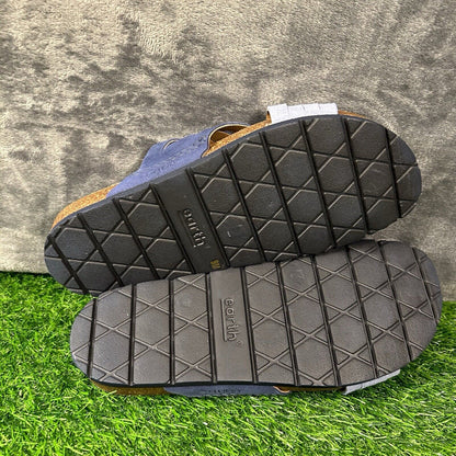 Earth Sandals Womens 9 M Blue Suede Slides Crossband Slip On Casual Comfort