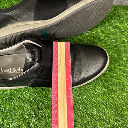 Josef Seibel Damen Womens 9 Black Leather Shoes Sneakers Casual Slip On Fashion