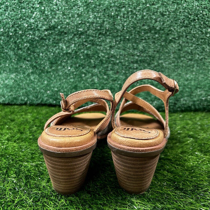 Sofft Piara Sandals Womens 8 M White Brown Leather Snakeskin Ankle Strap Wedge