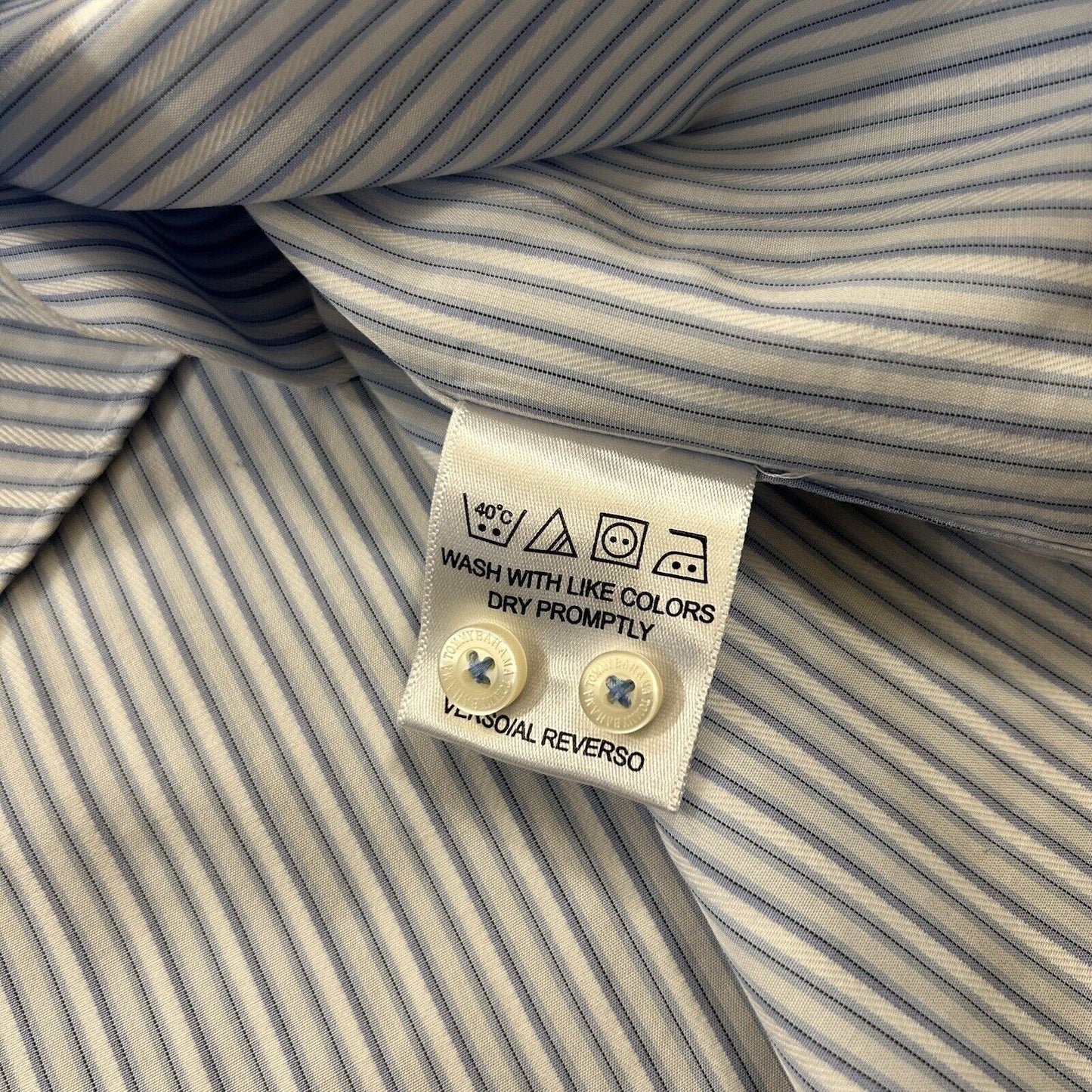 Tommy Bahama Shirt Mens 15.5 34/35 Blue White Striped Button Up Long Sleeve Work