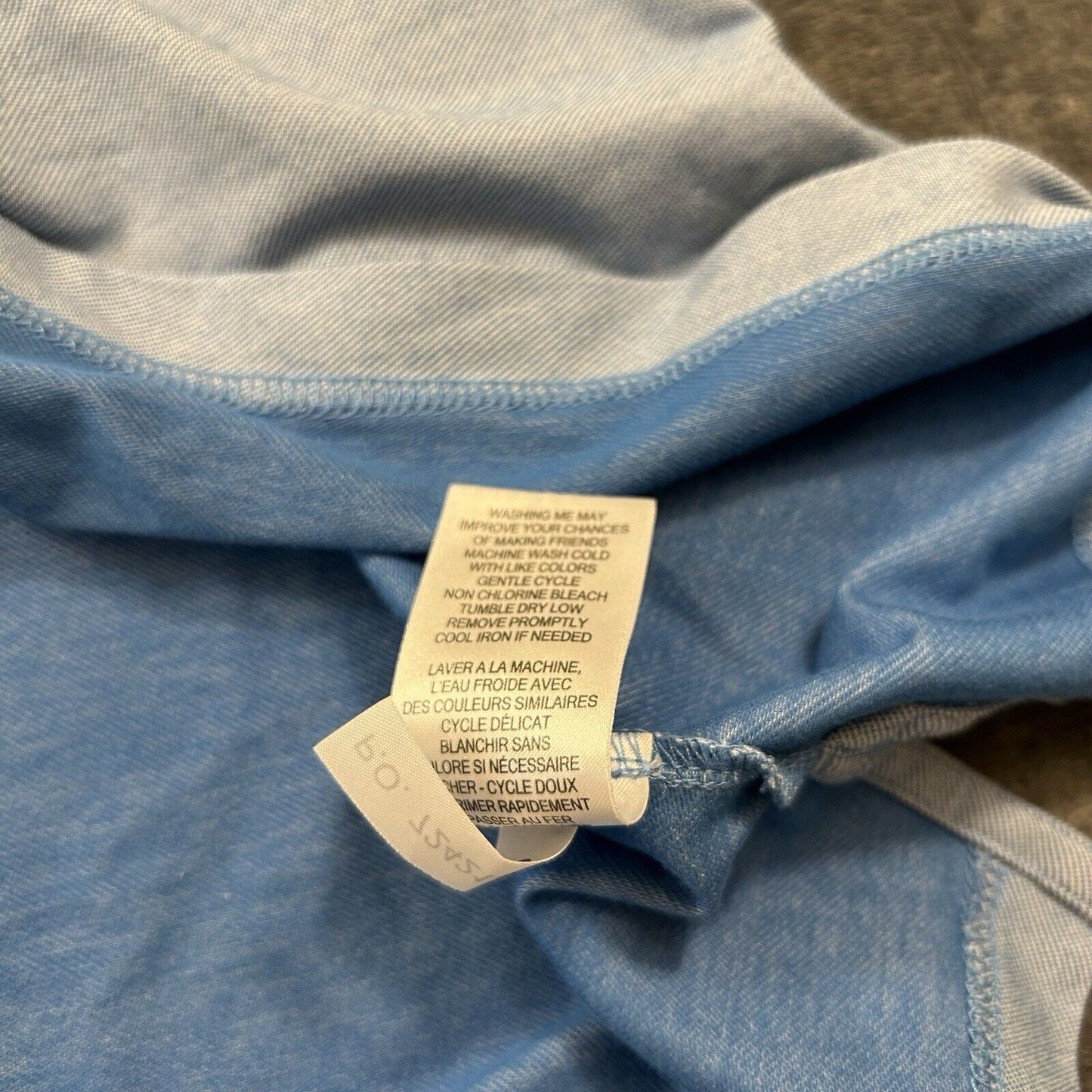 Travis Mathew Polo Shirt Mens Large Blue White Striped Short Sleeve Golf Work