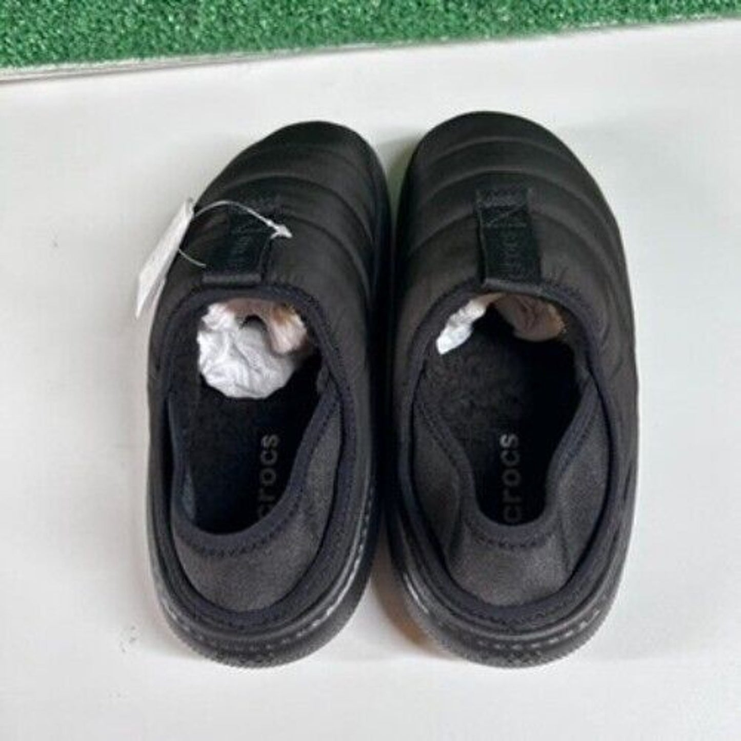 Crocs Classic Puff Mocs Black Slip On Casual Comfort Shoes Lined Womens 7 New