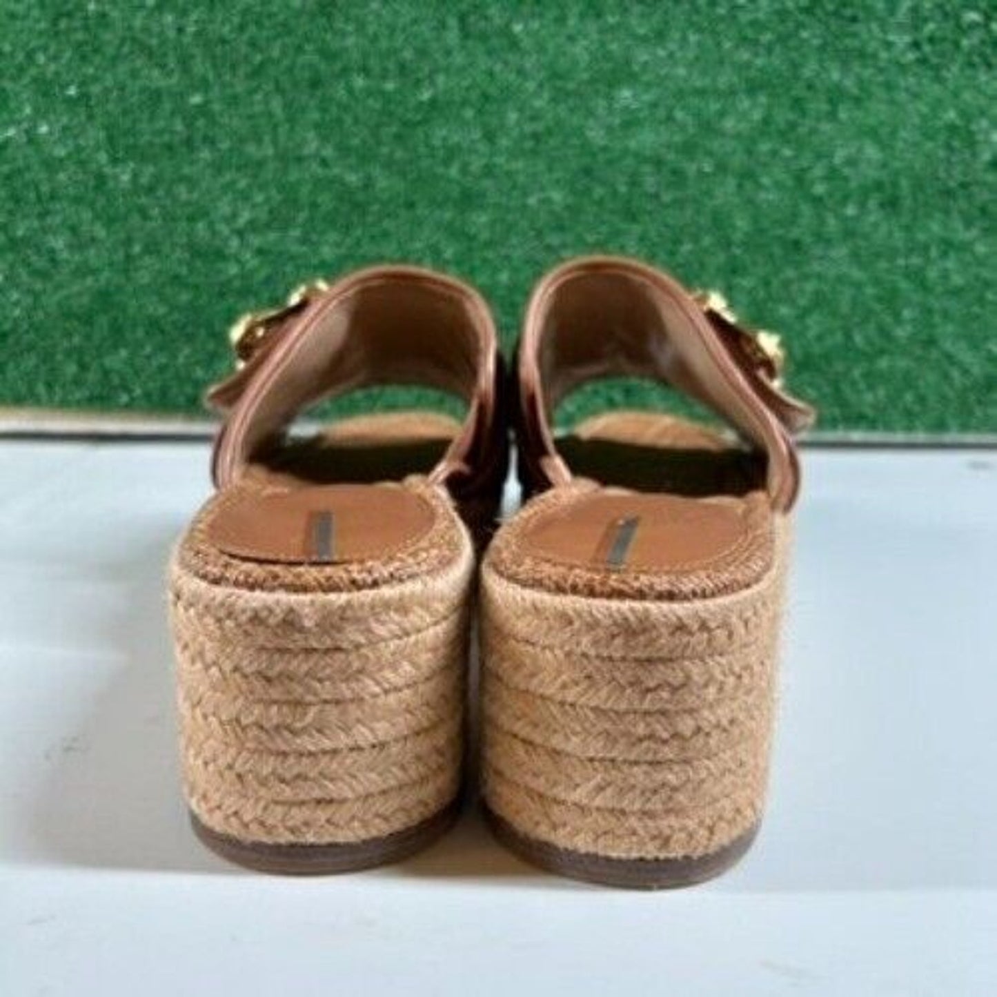 Sam Edelman Celia Woven Espadrille Platform Slides Brown Strap Womens 9.5 M