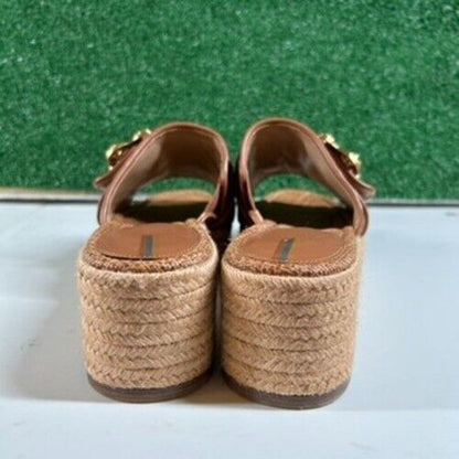 Sam Edelman Celia Woven Espadrille Platform Slides Brown Strap Womens 9.5 M