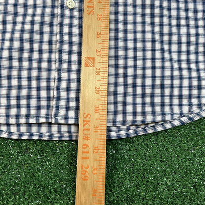 Chaps Shirt Mens Large Blue Pink Check Easy Care Button Up Long Sleeve New