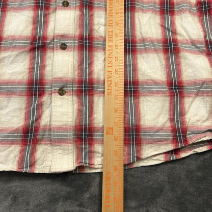 Carhartt Shirt Mens Extra Large White Red Plaid Button Up Short Sleeve Flap
