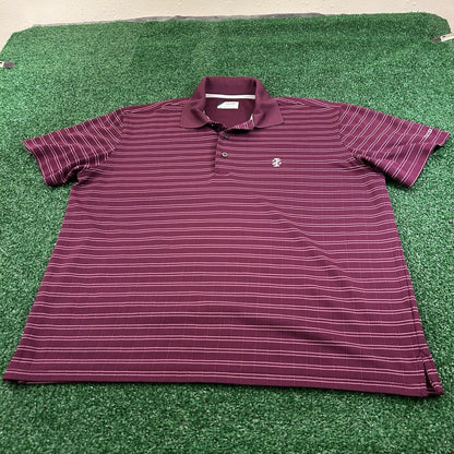 Izod Polo Shirt Mens Large Purple/Red Striped Short Sleeve Golf Athletic Preppy