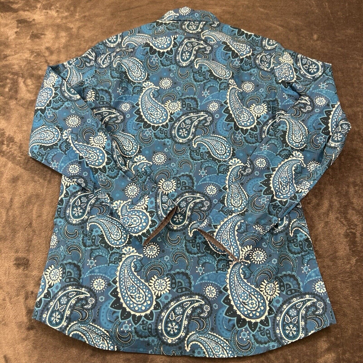 Cremieux Shirt Mens Medium Blue Paisley Button Up Long Sleeve Stretch NEW $59