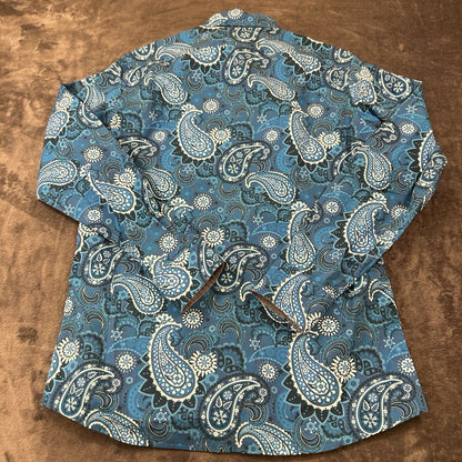 Cremieux Shirt Mens Medium Blue Paisley Button Up Long Sleeve Stretch NEW $59