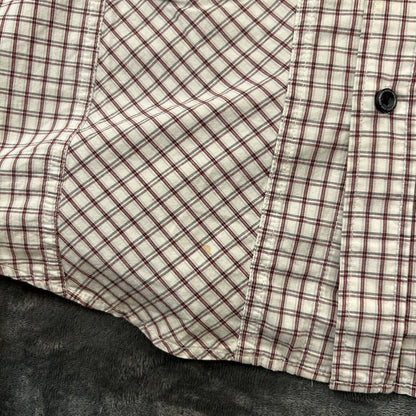 Marc Ecko Cut & Sew Shirt Mens Medium White Red Plaid Button Up Long Sleeve