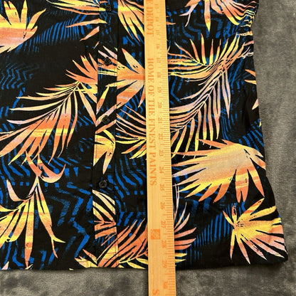 Quiksilver Hawaiian Shirt Men Small Black Blue Floral Button Up Short Sleeve NEW