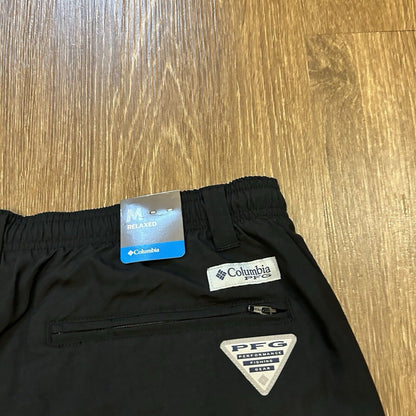 Columbia PFG Shorts Mens Medium 32" Black Relaxed Fit Outdoor Fishing Nylon New