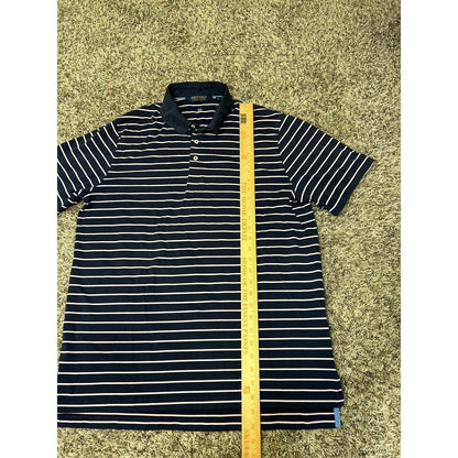 Polo Ralph Lauren Polo Shirt Mens Large Blue Pink Striped Short Sleeve Golf Work