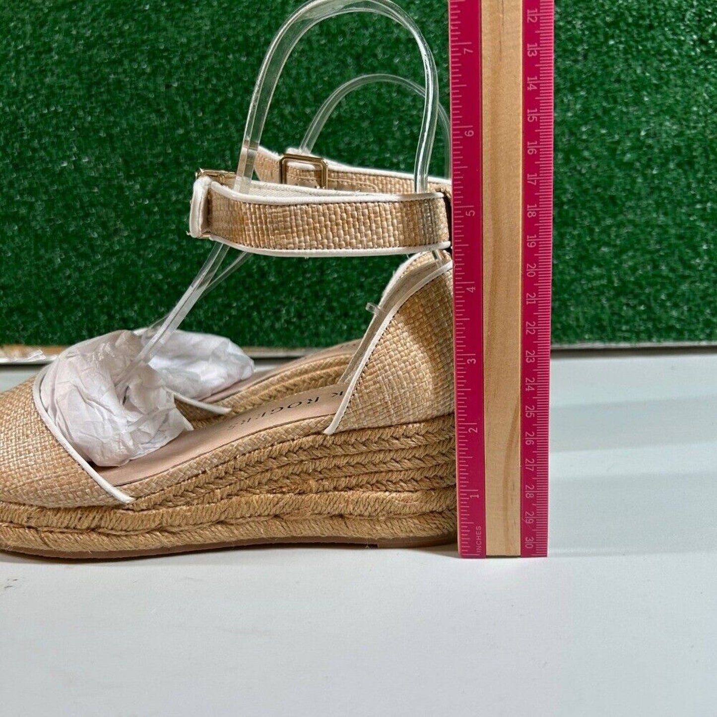 Jack Rogers Palmer Espadrille Wedge Sandals Ankle Strap Beige Womens 7.5 M