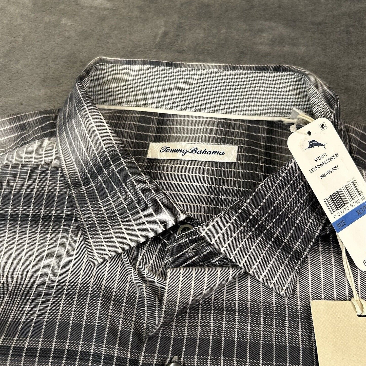 Tommy Bahama Shirt Mens XLT Gray Black Lazlo Ombre Stripe Button Up LS NEW $168