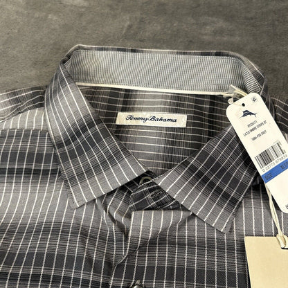 Tommy Bahama Shirt Mens XLT Gray Black Lazlo Ombre Stripe Button Up LS NEW $168
