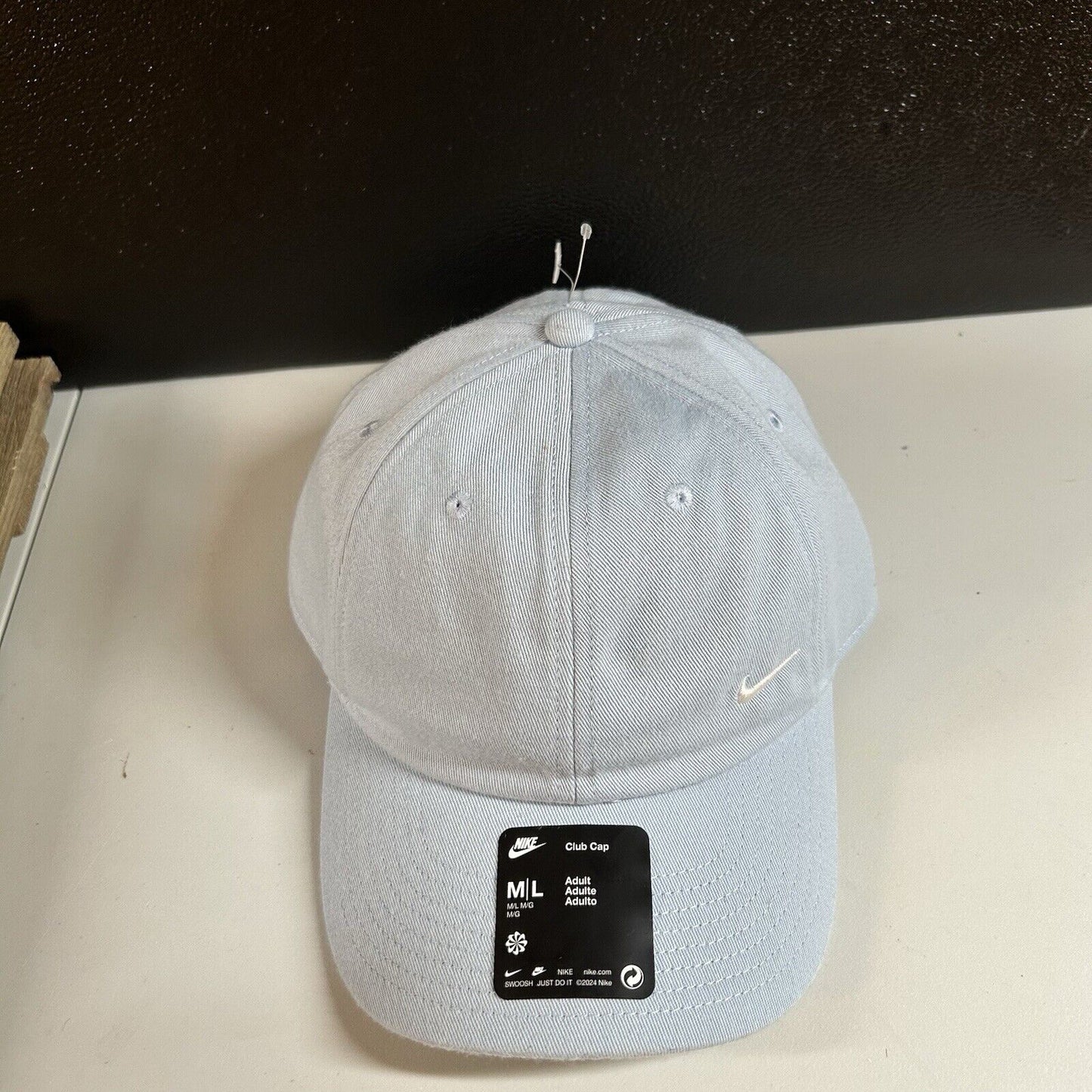 Nike Club Hat Cap Adult Medium Large Light Blue Strapback Swoosh Adjustable NEW