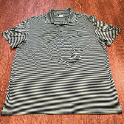 Izod Golf Polo Shirt Mens Extra Large Green Blue Striped Short Sleeve Stretch