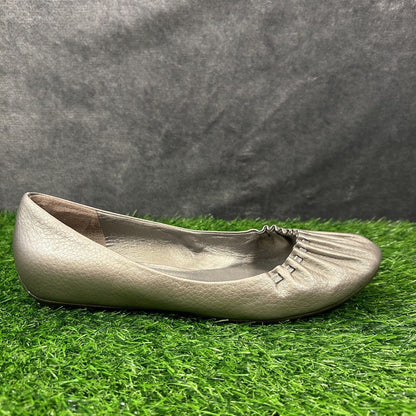 Cole Haan Loafer Womens 9.5 B Silver Shoes Flats Leather Slip On Casual Ballet