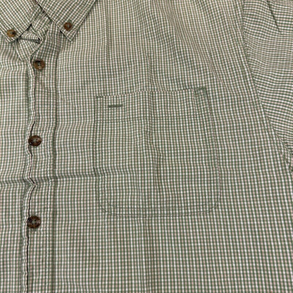 Wrangler Shirt Mens Large Green White Check Button Up Short Sleeve Western
