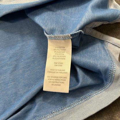 Travis Mathew Polo Shirt Mens Large Blue White Striped Short Sleeve Golf Work