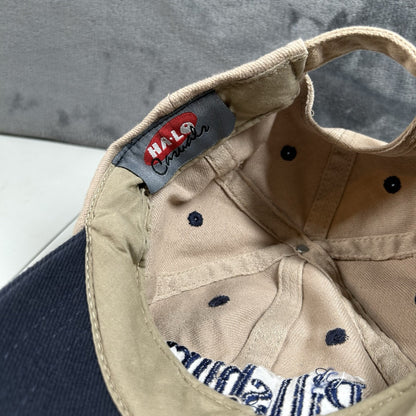 Vintage Pillsbury Baseball Hat Cap Mens Strap Back Beige Blue Retro Adjustable