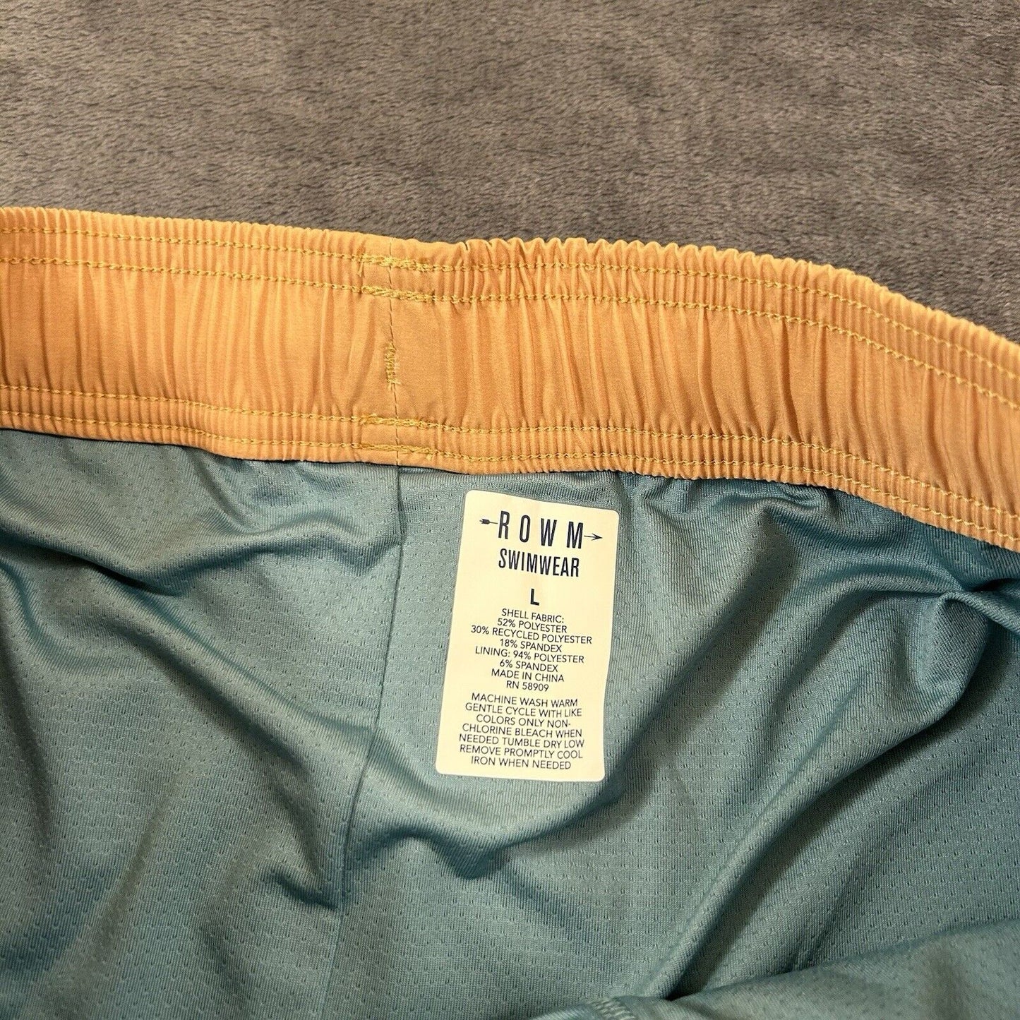 ROWM Swim Shorts Men Large 33" Green Cactus Boardies Quick Dry Drawstring NEW