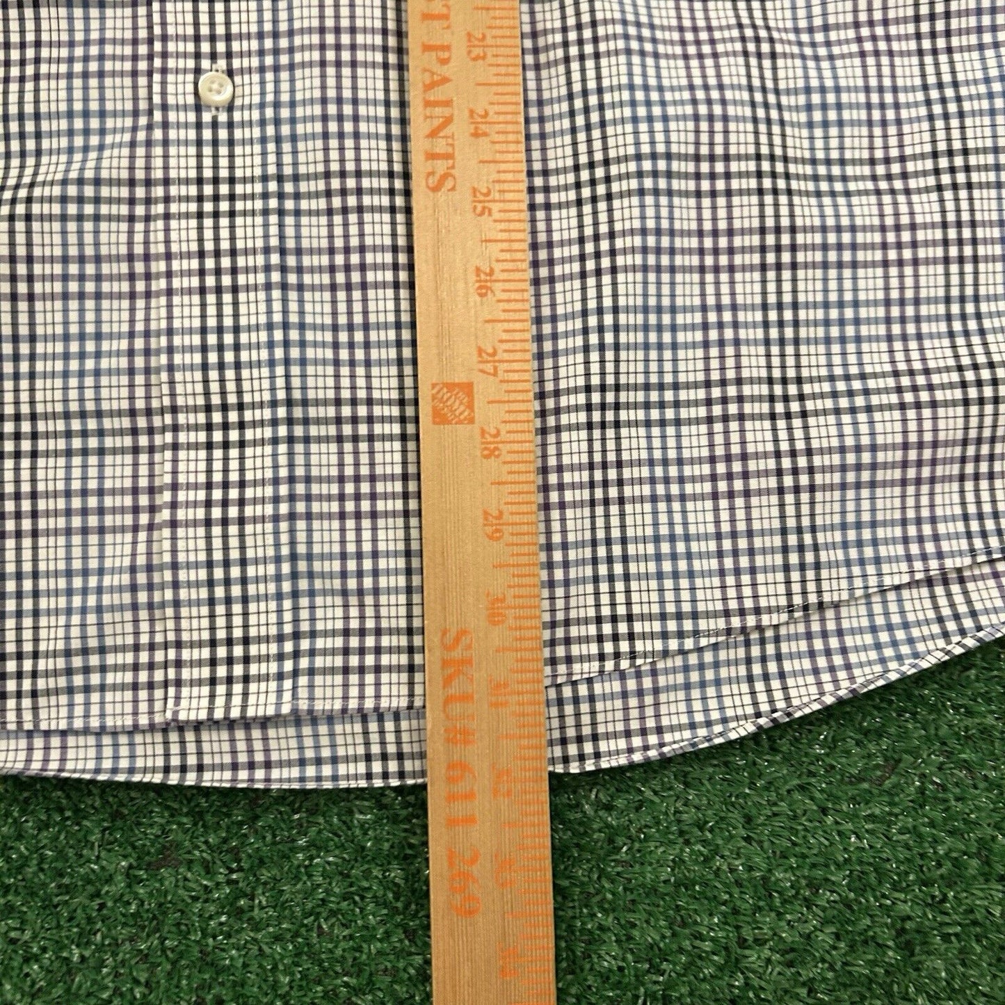 Jos A Bank Shirt Mens Large Blue White Check Button Up Long Sleeve Colorful Work