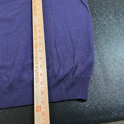 Jos a Bank Traveler Sweater Mens Large Purple Merino Wool Sweatshirt 1/4 Zip
