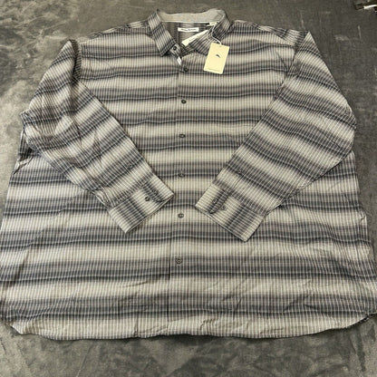 Tommy Bahama Shirt Mens 4XLB Gray Black Lazlo Ombre Stripe Button Up LS NEW $168