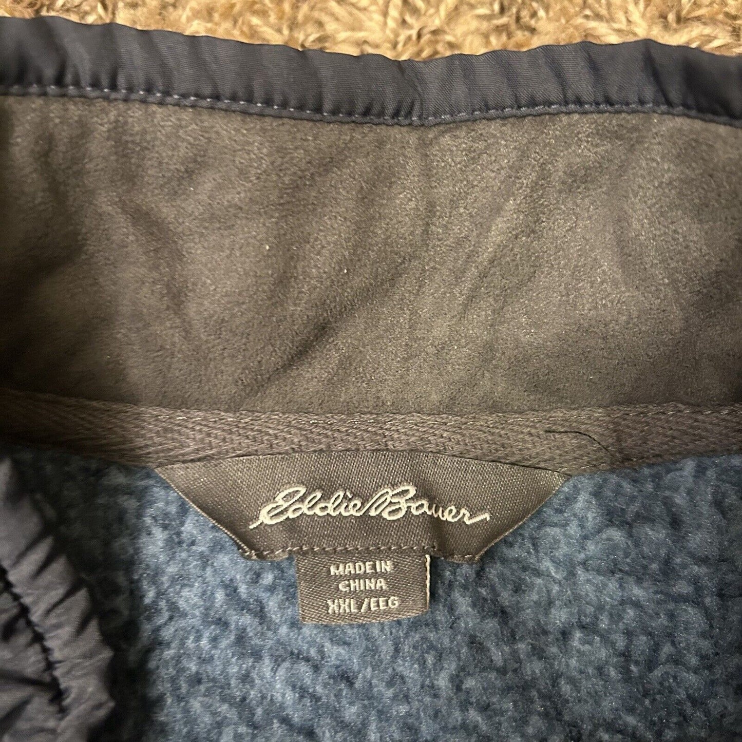 Eddie Bauer Fleece Sweater Mens XXL 2XL Blue Pullover Quarter Zip Outdoor