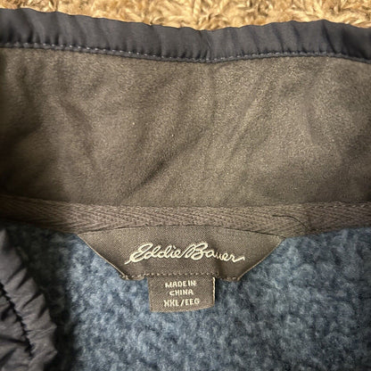 Eddie Bauer Fleece Sweater Mens XXL 2XL Blue Pullover Quarter Zip Outdoor