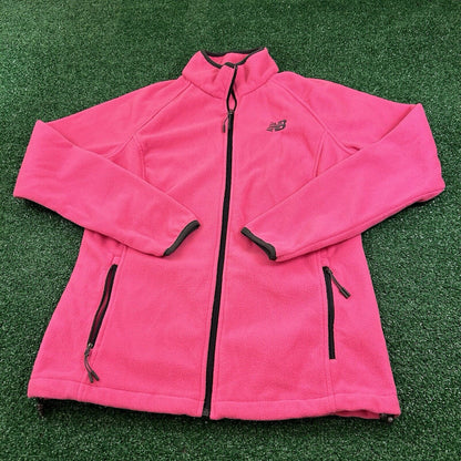 New Balance Sweater Womens Medium Pink Full Zip Fleece Sweatshirt Outdoor Comfy
