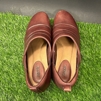 Earth Emily Cove Shoes Womens 7 B Red Clogs Mules Leather Slip On Casual Walking