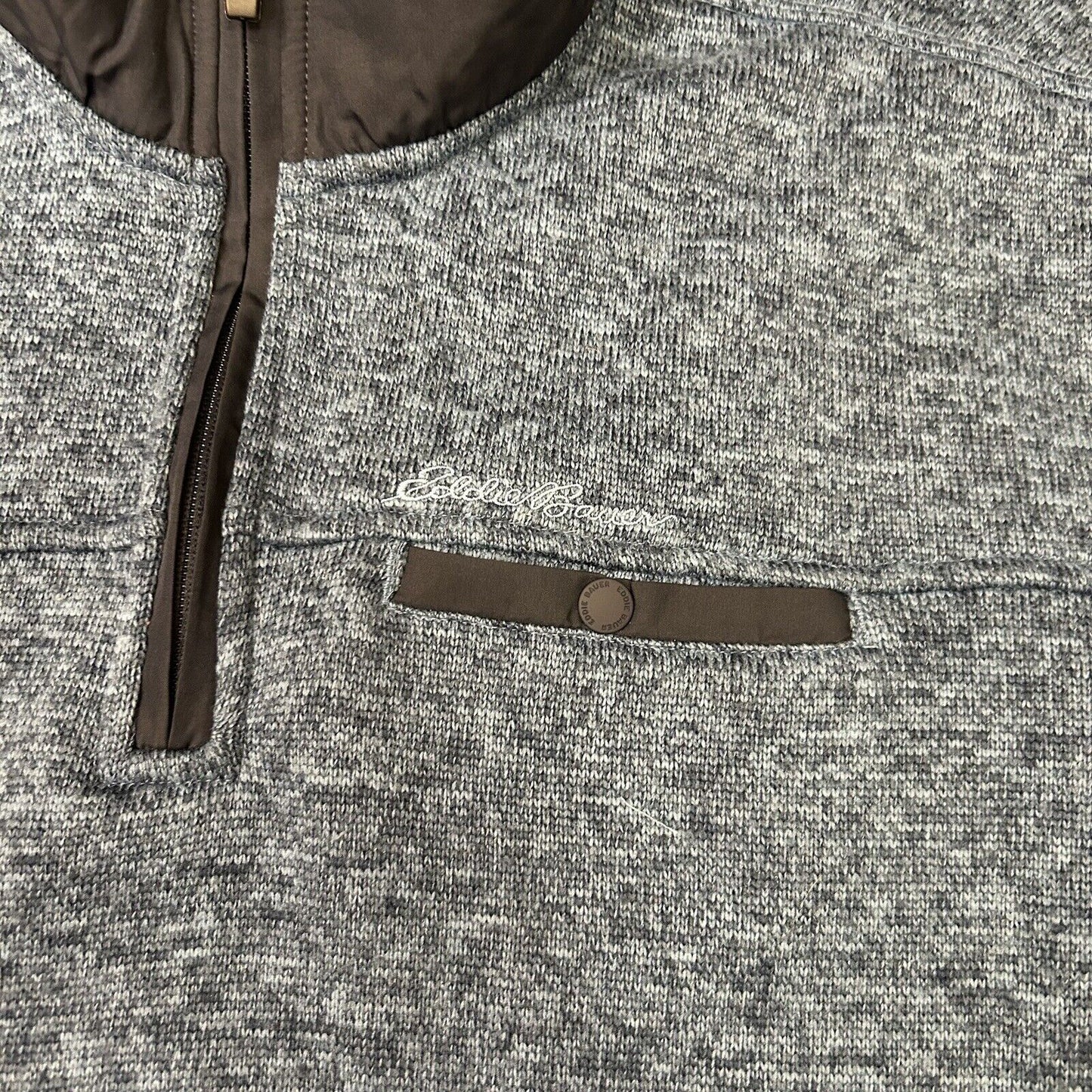 Eddie Bauer Fleece Sweater Mens XXL 2XL Blue Pullover Quarter Zip Outdoor