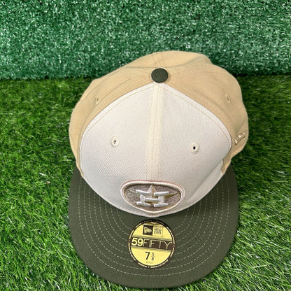 Houston Astros Hat Cap Mens 7 5/8 Beige Green Birchwood New Era Baseball MLB NEW