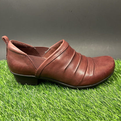 Earth Emily Cove Shoes Womens 7 B Red Clogs Mules Leather Slip On Casual Walking