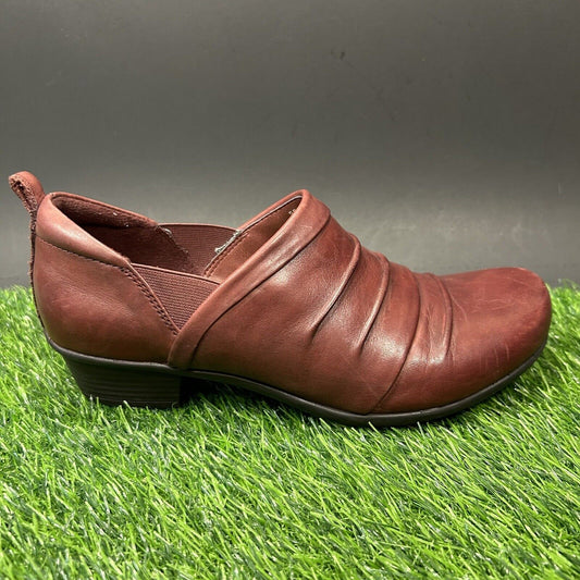 Earth Emily Cove Shoes Womens 7 B Red Clogs Mules Leather Slip On Casual Walking