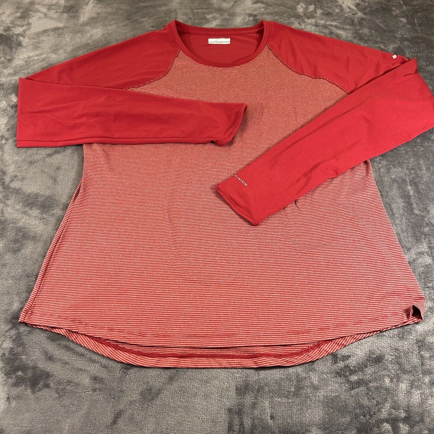 Columbia Shirt Mens XXL 2XL Red Striped Long Sleeve Omni-Wick Camp Outdoor