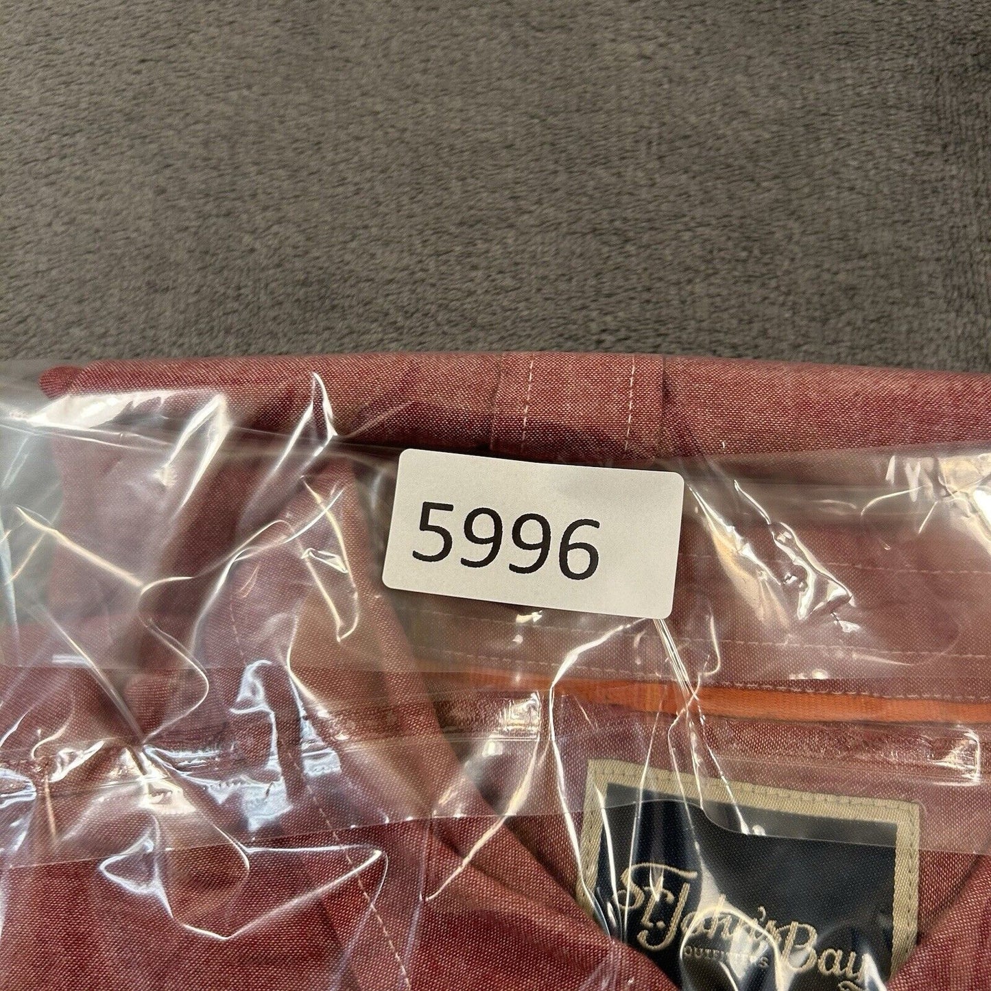 St Johns Bay Shirt Mens Large Red Button Up Short Sleeve Double Pocket Casual