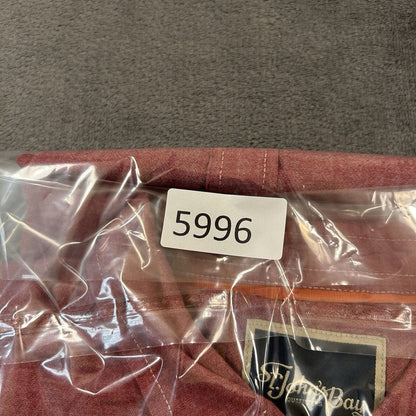 St Johns Bay Shirt Mens Large Red Button Up Short Sleeve Double Pocket Casual