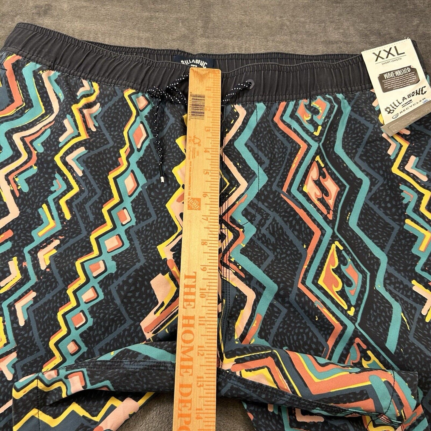 Billabong Board Shorts Men XXL 2XL 38" Blue Black Striped Drawstring Boardie NEW