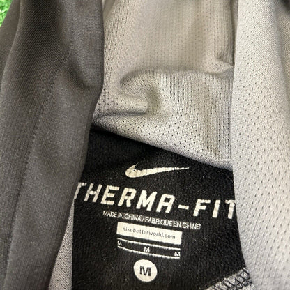 Nike Therma Fit Sweater Mens Medium Black Gray Sweatshirt Big Swoosh Hoodie