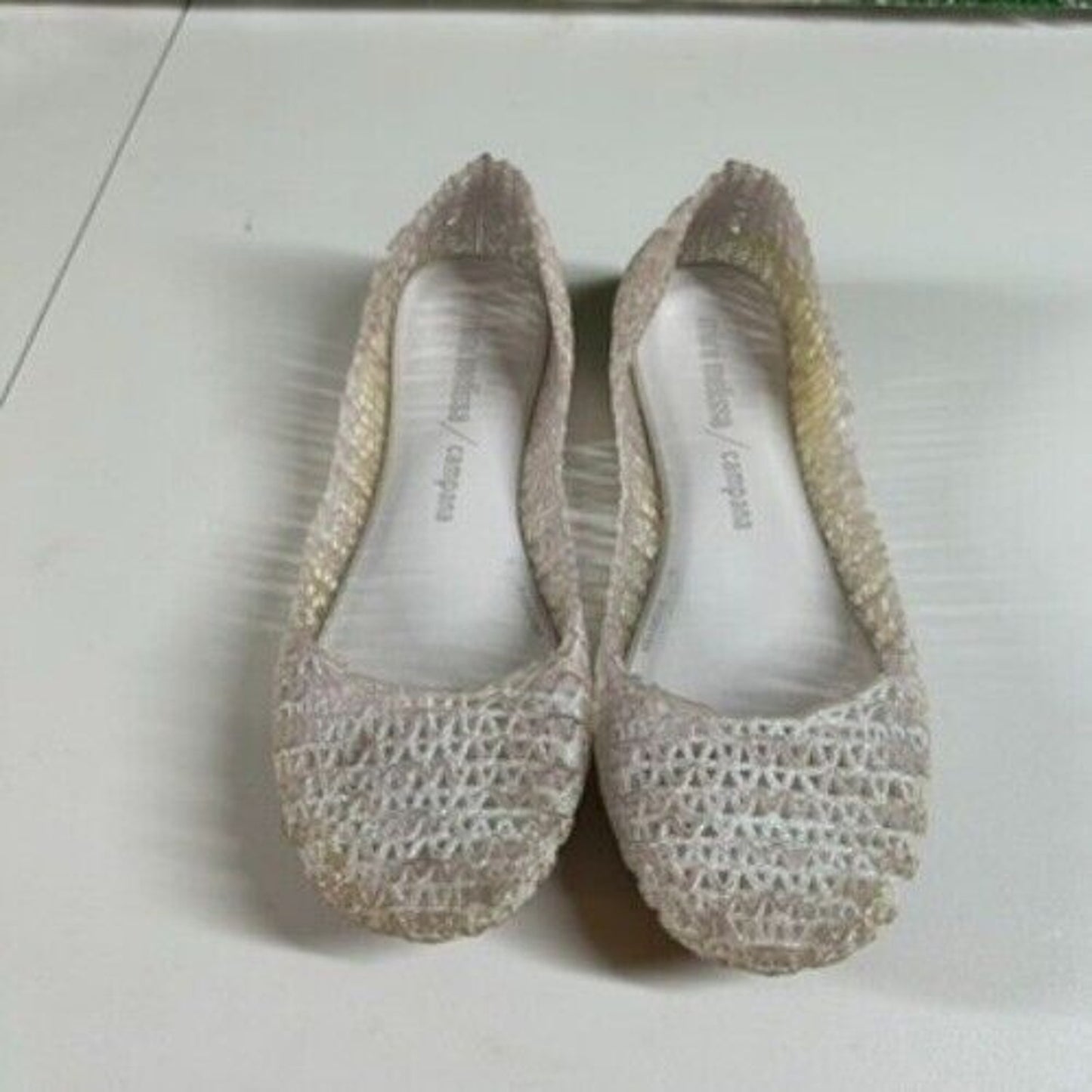 Mini Melissa Campana Ballet Flats Glitter Sparkle Shoes Clear Kids Size 2Y