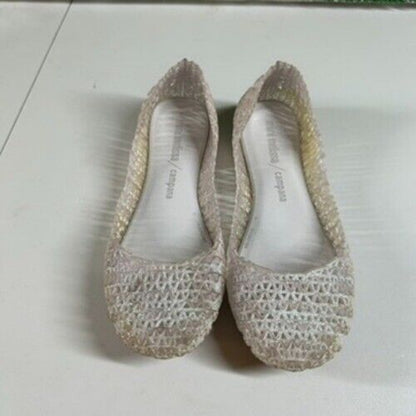 Mini Melissa Campana Ballet Flats Glitter Sparkle Shoes Clear Kids Size 2Y