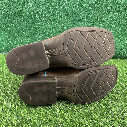 Ariat Quickdraw Boots Womens 6.5 / 6Y Brown Leather Cowgirl Western Embroidered