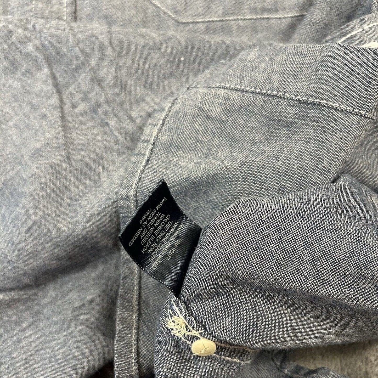 St Johns Bay Shirt Mens Large Blue Button Up Short Sleeve Double Pocket Casual