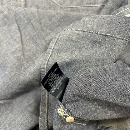 St Johns Bay Shirt Mens Large Blue Button Up Short Sleeve Double Pocket Casual